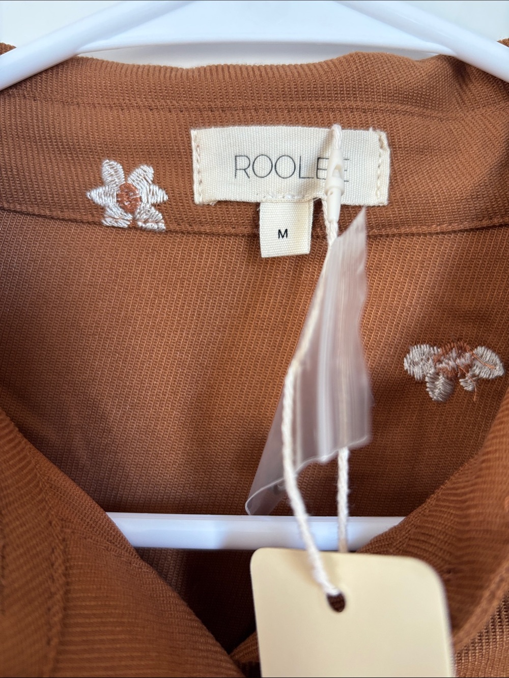Roolee Rust Brown Long-Sleeve Button-Front Floral Midi Dress - Picture 4 of 5